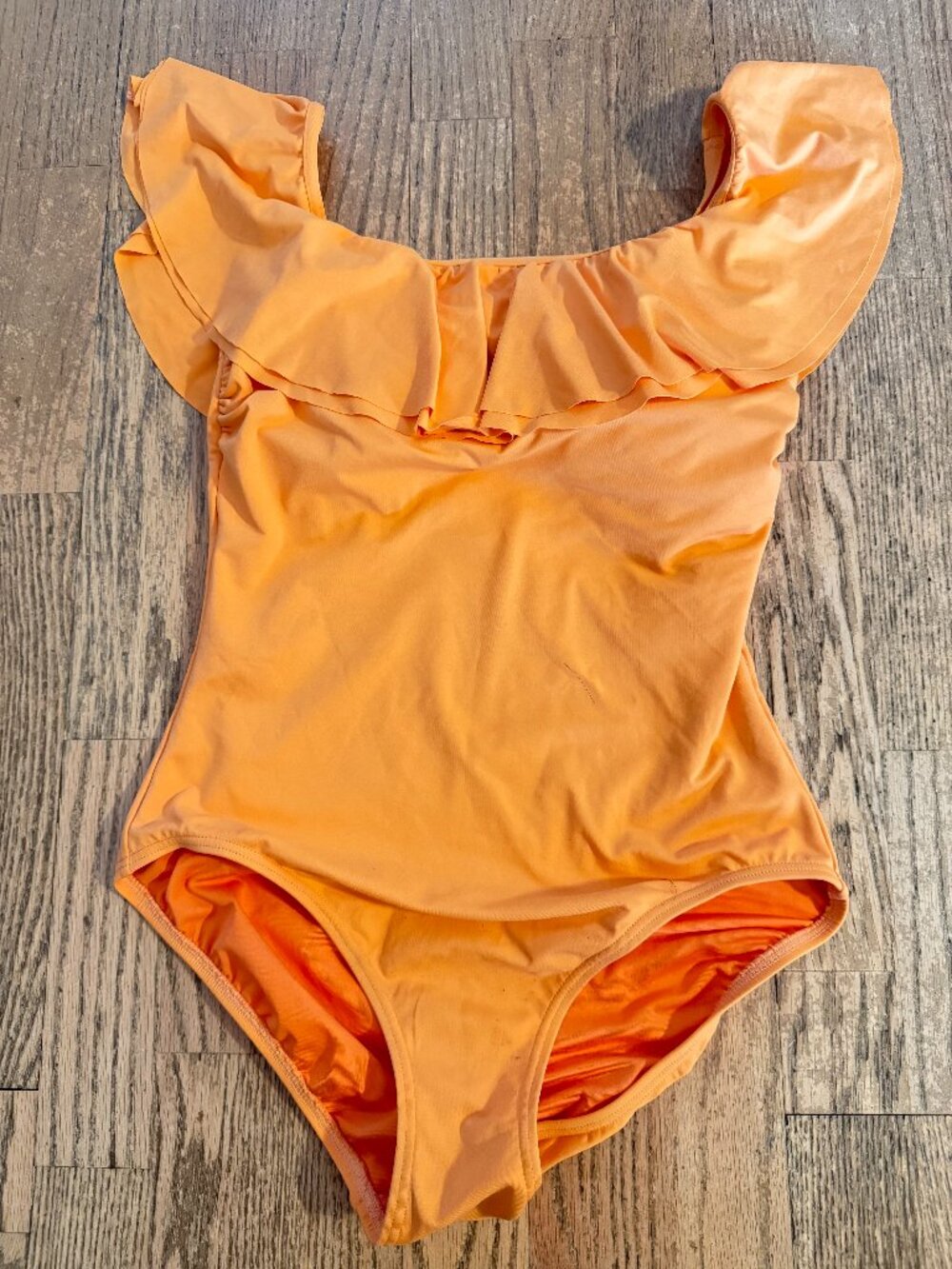 MICHAEL KORS 1 PIECE OFF THE SHOULDER RUFFLED SWIMSUIT 6 ORANGE $118